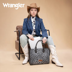 Wrangler Western All-over Leopard Print Wide Tote Bag