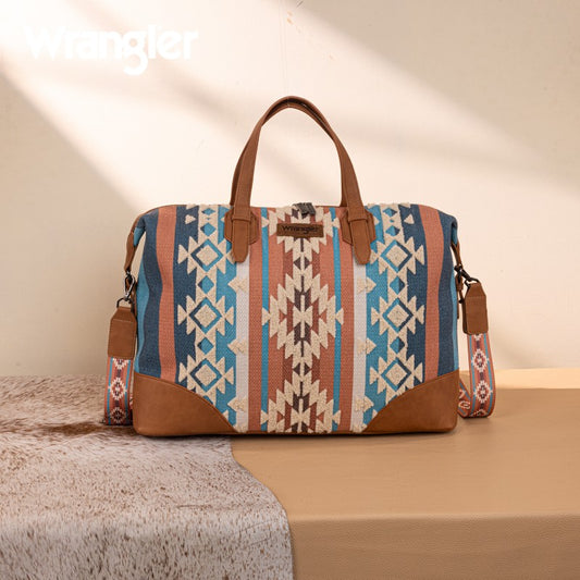 Wrangler Sherpa Aztec Canvas Duffle Bag