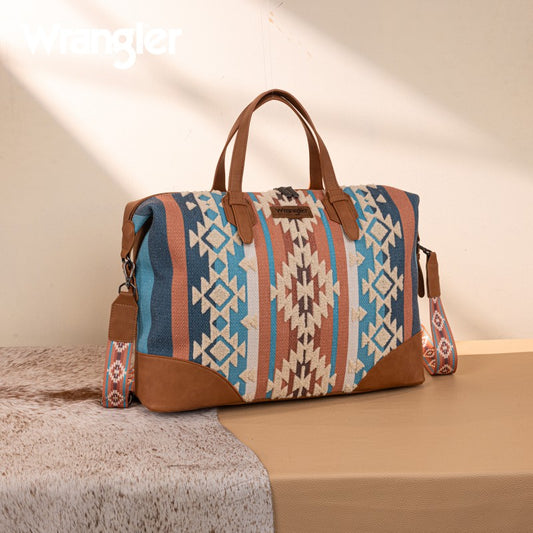 Wrangler Sherpa Aztec Canvas Duffle Bag