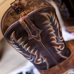 Women's Embroidered Wide Toe Western Boots