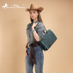 Montana West Floral Tooled Tote Bag