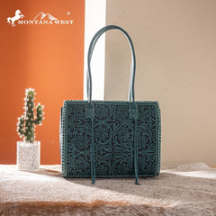 Montana West Floral Tooled Tote Bag
