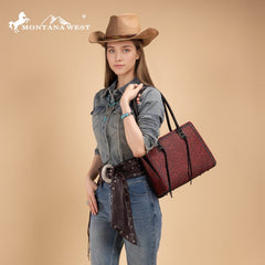 Montana West Floral Tooled Tote Bag