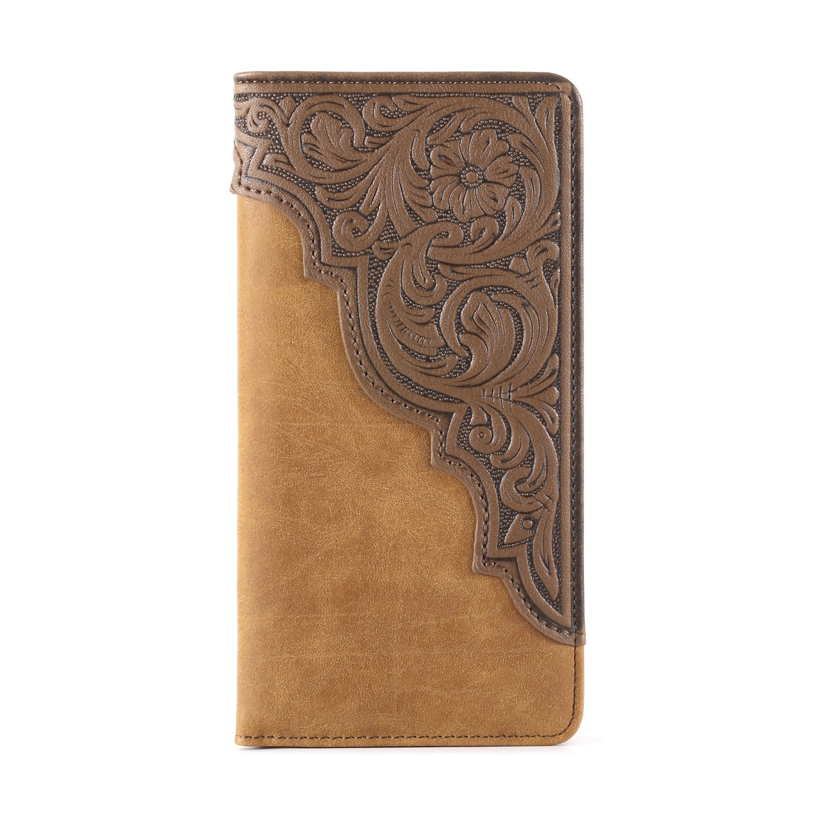 Embossed Floral Men's Bifold Long PU Leather Wallet - Cowgirl Wear