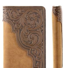 Embossed Floral Men's Bifold Long PU Leather Wallet - Cowgirl Wear