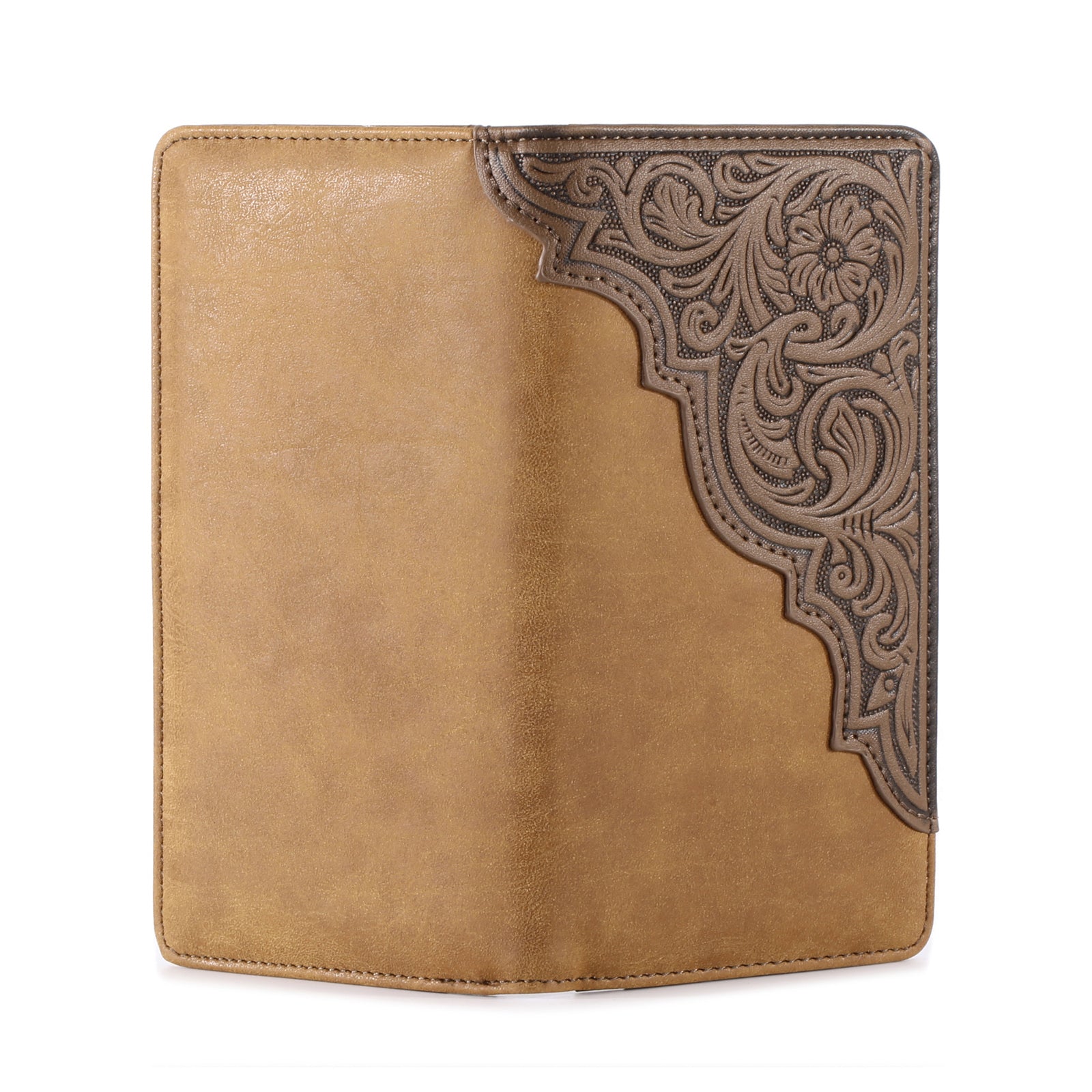 Embossed Floral Men's Bifold Long PU Leather Wallet - Cowgirl Wear