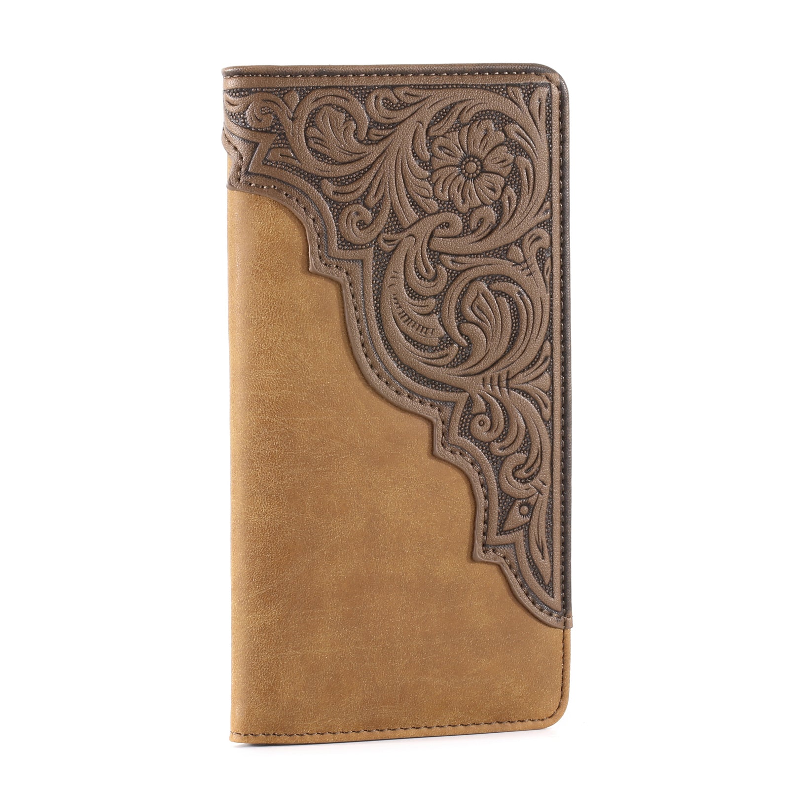 Embossed Floral Men's Bifold Long PU Leather Wallet - Cowgirl Wear