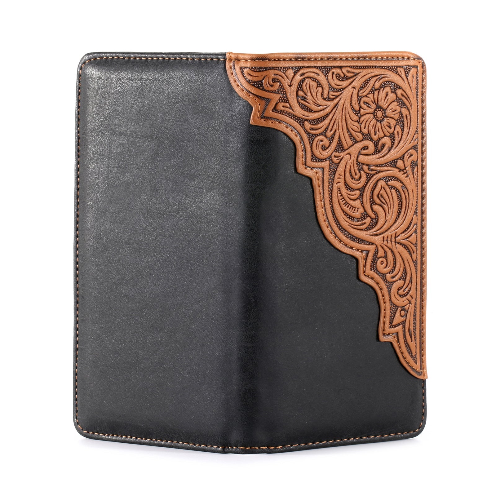Embossed Floral Men's Bifold Long PU Leather Wallet - Cowgirl Wear