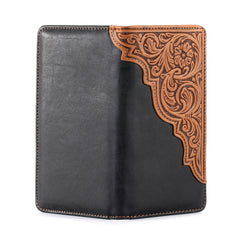 Embossed Floral Men's Bifold Long PU Leather Wallet - Cowgirl Wear