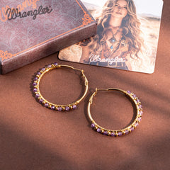 Wrangler 14K Gold Plated Natural Stone Hoop Earrings