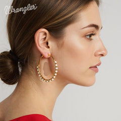 Wrangler 14K Gold Plated Natural Stone Hoop Earrings