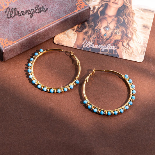 Wrangler 14K Gold Plated Natural Stone Hoop Earrings