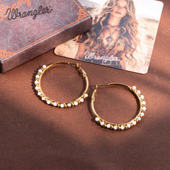 Wrangler 14K Gold Plated Natural Stone Hoop Earrings