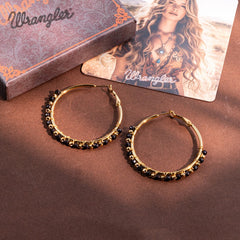 Wrangler 14K Gold Plated Natural Stone Hoop Earrings