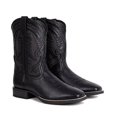 Men's Mesh Embroidered Square Toe Cowboy Boots