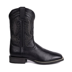Men's Mesh Embroidered Square Toe Cowboy Boots