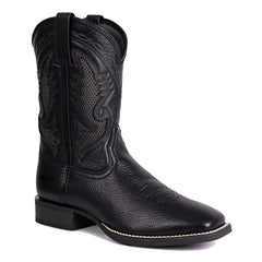 Men's Mesh Embroidered Square Toe Cowboy Boots