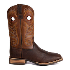 Men's Pull-On Embroidered Square Toe Western Boots