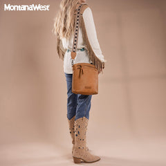 Montana West Double Compartments Crossbody Purse