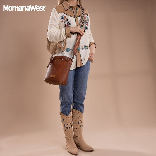 Montana West Double Compartments Crossbody Purse