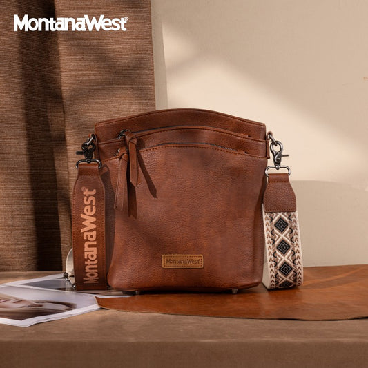 Montana West Double Compartments Crossbody Purse