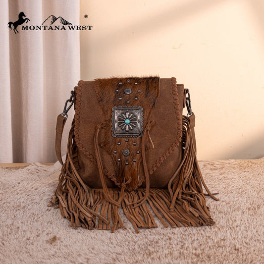 Trinity Ranch Fringe Hair-On Cowhide Crossbody