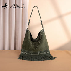 Montana West Boot Stitch Fringe Hobo Bag