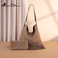 Montana West Boot Stitch Fringe Hobo Bag