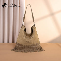 Montana West Boot Stitch Fringe Hobo Bag