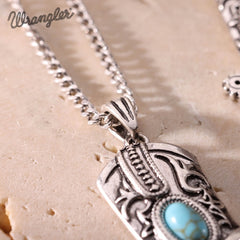 Wrangler Silver Boots Pendant Necklace Earrings Set