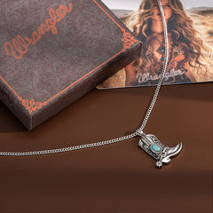 Wrangler Silver Boots Pendant Necklace Earrings Set