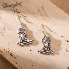 Wrangler Silver Boots Pendant Necklace Earrings Set