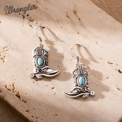 Wrangler Silver Boots Pendant Necklace Earrings Set