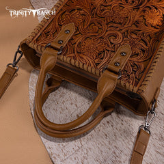 Trinity Ranch Western Floral Tooled Tote Bag