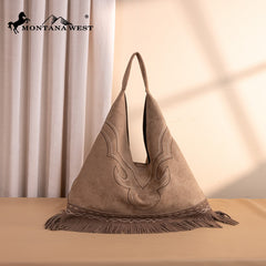 Montana West Boot Stitch Fringe Large Hobo Bag