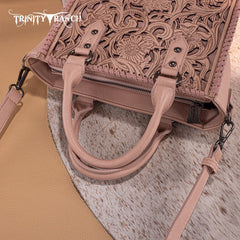 Trinity Ranch Western Floral Tooled Tote Bag