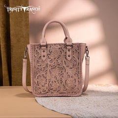 Trinity Ranch Western Floral Tooled Tote Bag