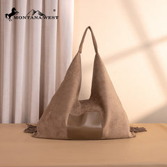 Montana West Boot Stitch Fringe Large Hobo Bag