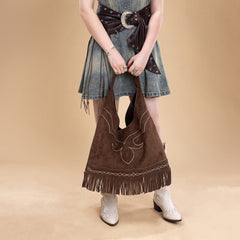 Montana West Boot Stitch Fringe Large Hobo Bag