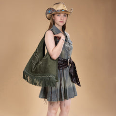 Montana West Boot Stitch Fringe Large Hobo Bag