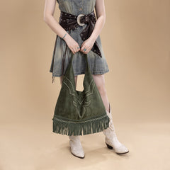 Montana West Boot Stitch Fringe Large Hobo Bag