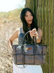 Wrangler Woven Tooled Grid Panel Crossbody Bag