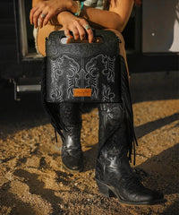 Wrangler Tooled Fringe Crossbody Bag