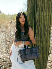 Wrangler Woven Tooled Grid Panel Crossbody Bag