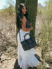 Wrangler Woven Tooled Grid Panel Crossbody Bag