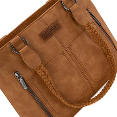 Wrangler Braided Detail Multi Pockets Concealed Carry Tote