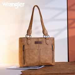 Wrangler Braided Detail Multi Pockets Concealed Carry Tote