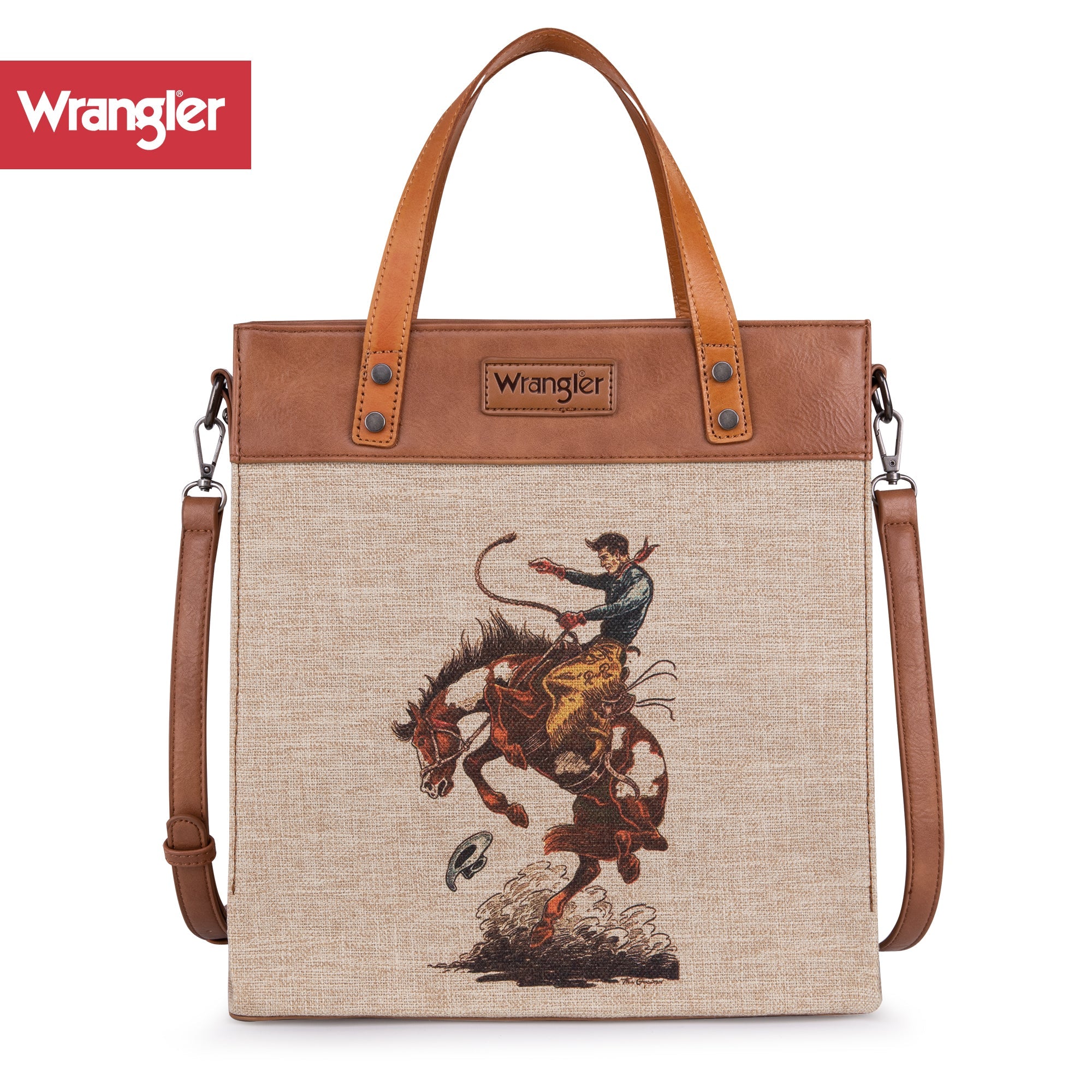 [Best Seller]Wrangler Tote Bag for Women Zipper Shoulder Handbag Coffee