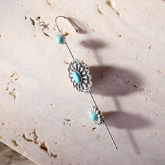 Rustic Couture's Natural Stone Navajo Concho Ear Pin Cuff Earrings - Cowgirl Wear