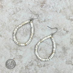 Roundel turquoise stone teardrop hoop Earrings - Cowgirl Wear